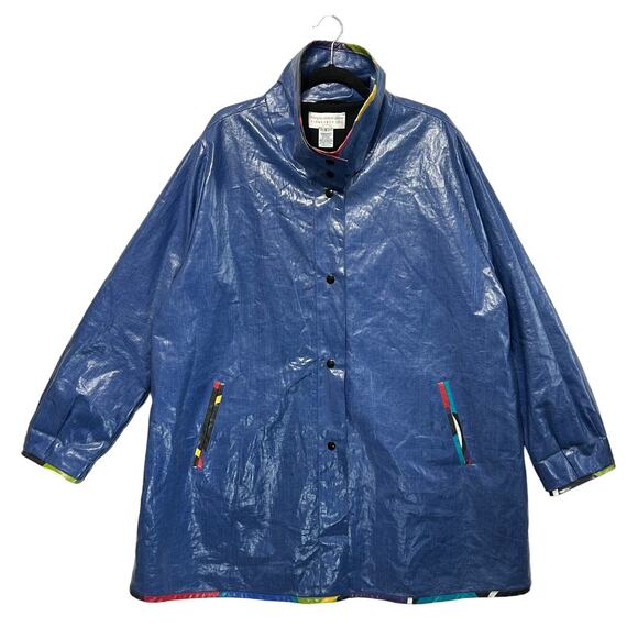 Marylou Ozbolt-Storer Fibrearts Seattle Waterproof Jacket Vintage Sz 1 Blue 80s